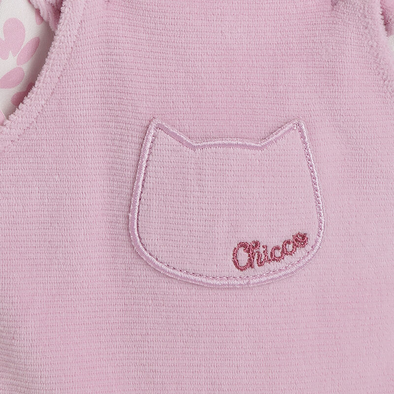 Girls Light Pink Printed Bodysuit with Long Overall image number 5